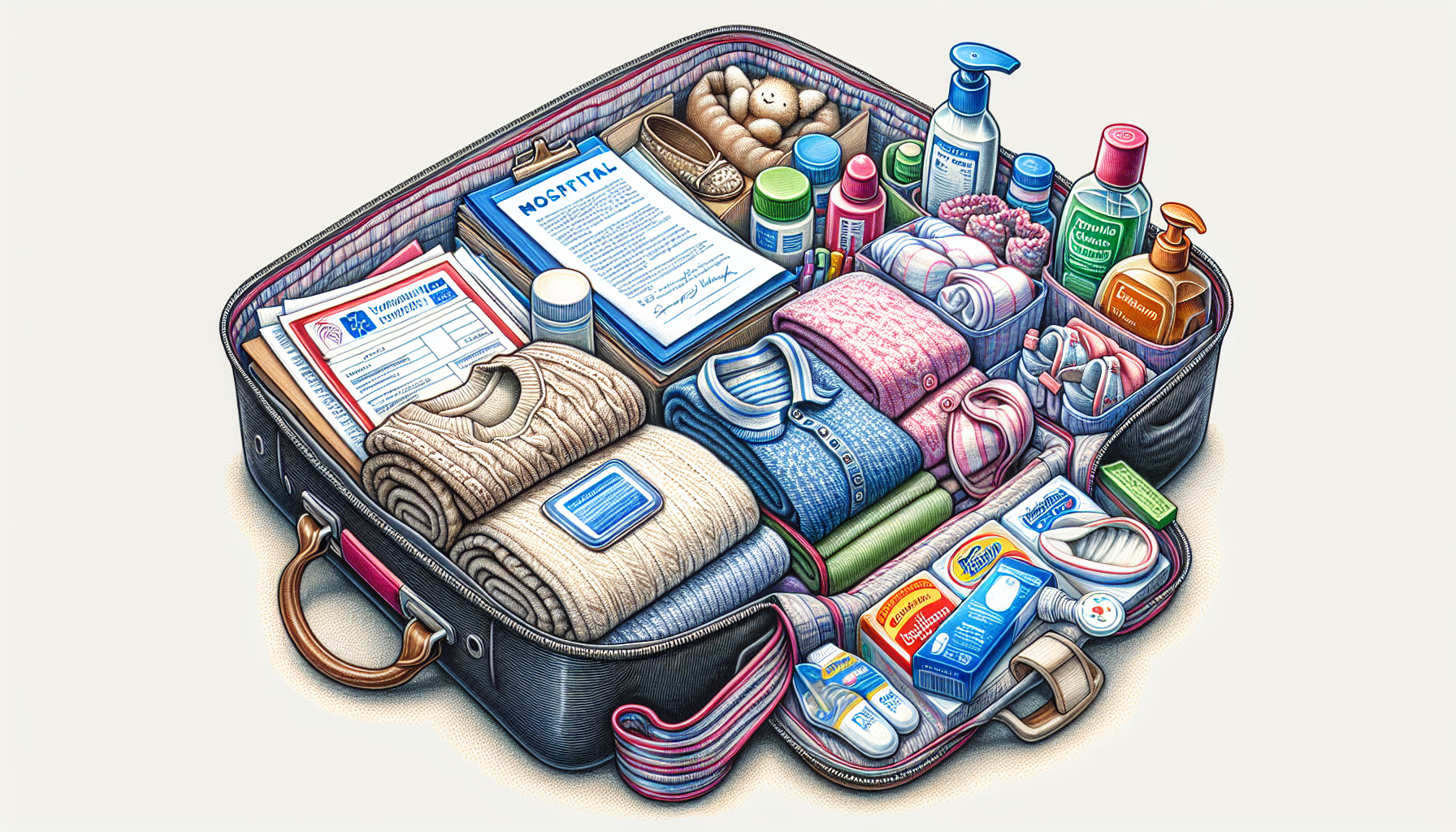 Packen der Kliniktasche - wichtige Dokumente, bequeme Kleidung, Hygieneartikel und Babyausstattung