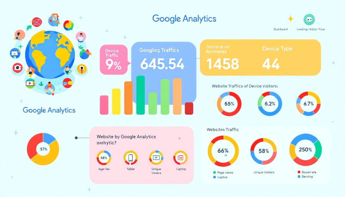 Una captura de pantalla de herramientas de análisis de tráfico web como Google Analytics.