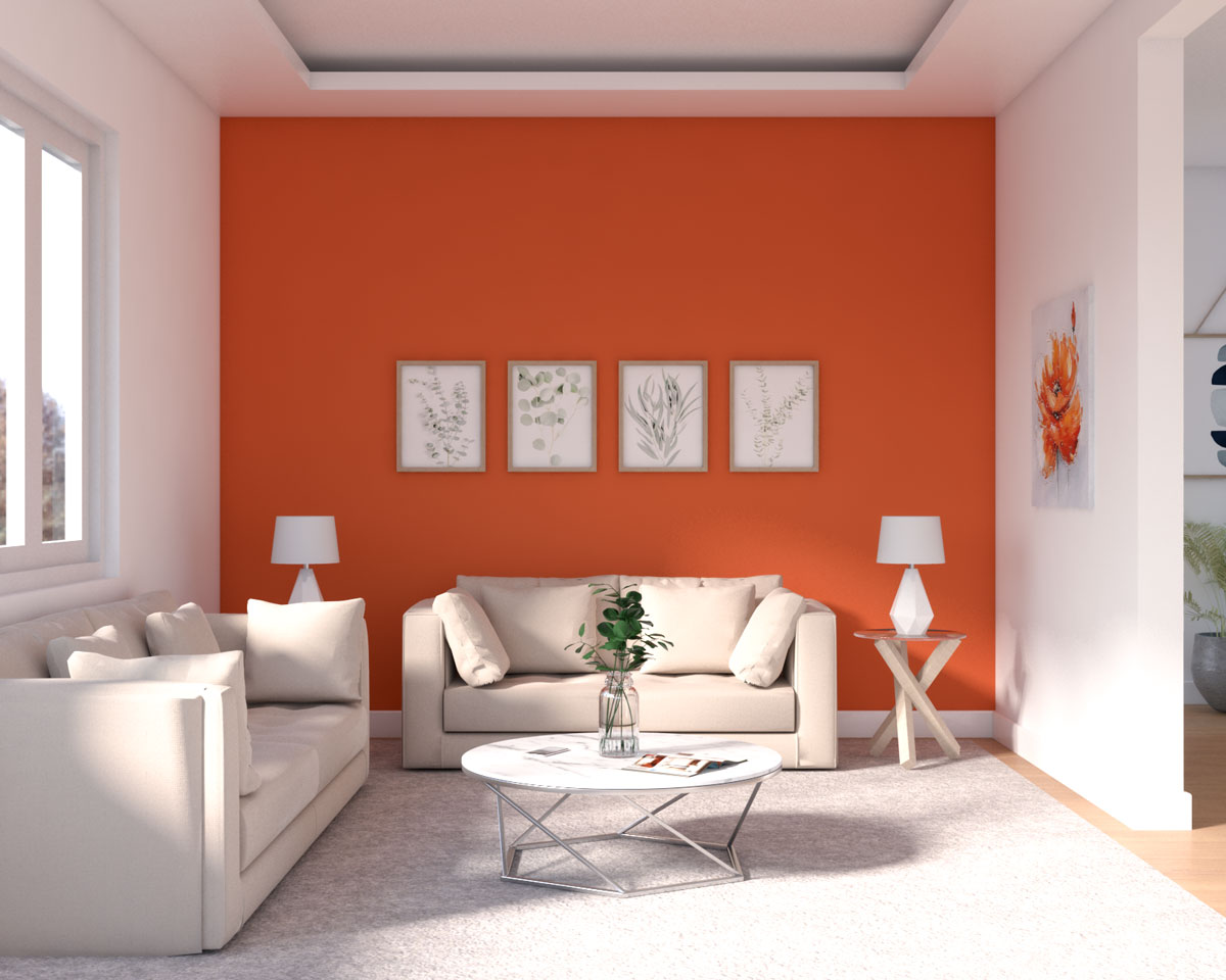 Beige walls and orange color paint