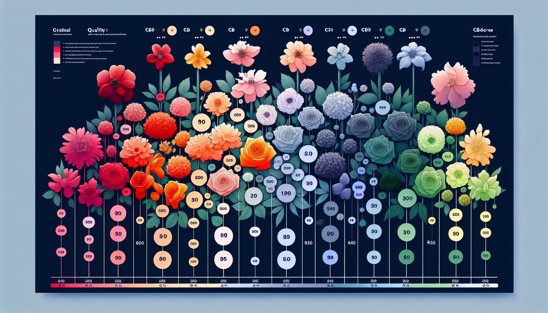 A graphical representation comparing the quality and price of CB9 flowers.