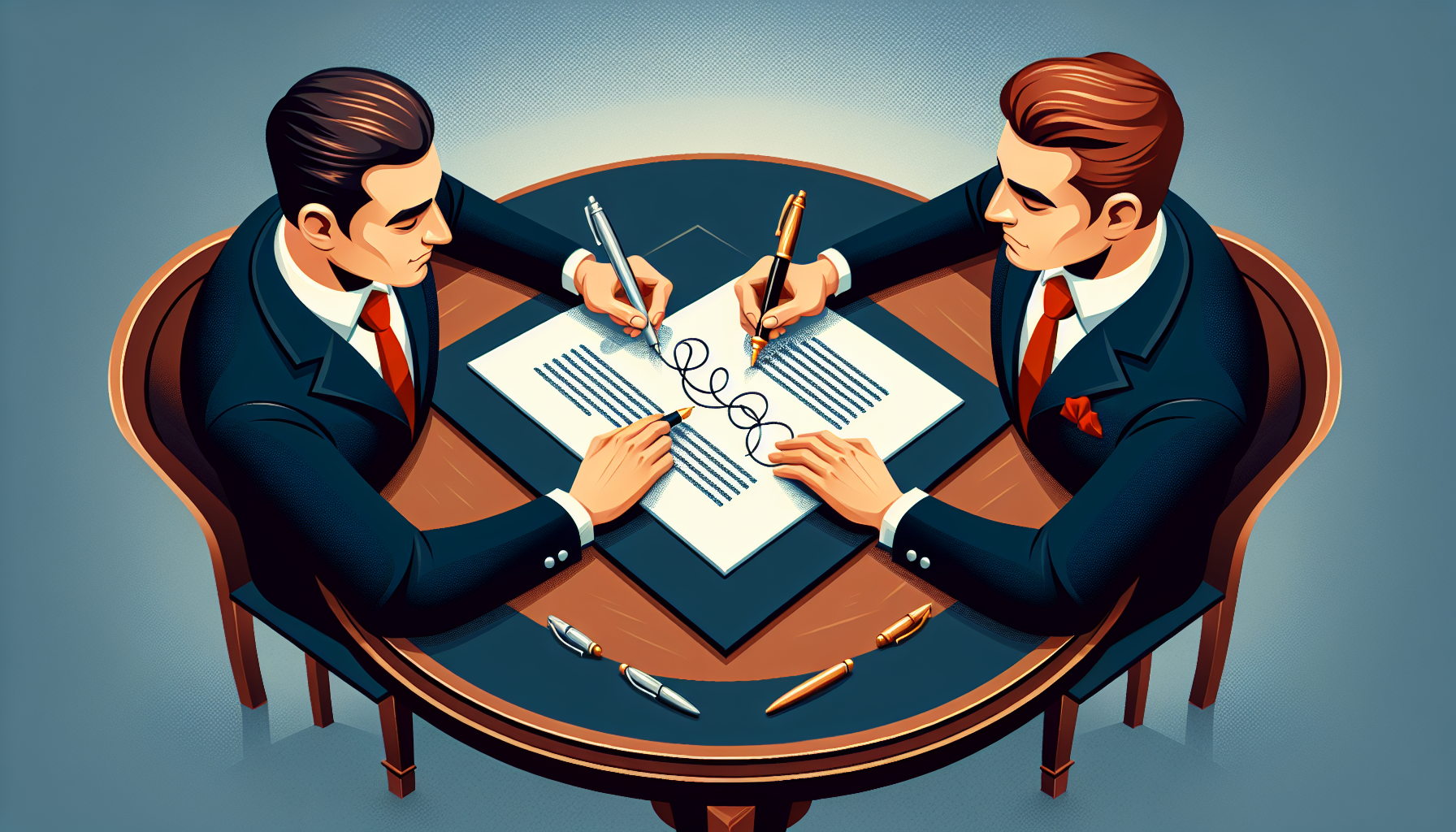 Illustration of a contract being signed