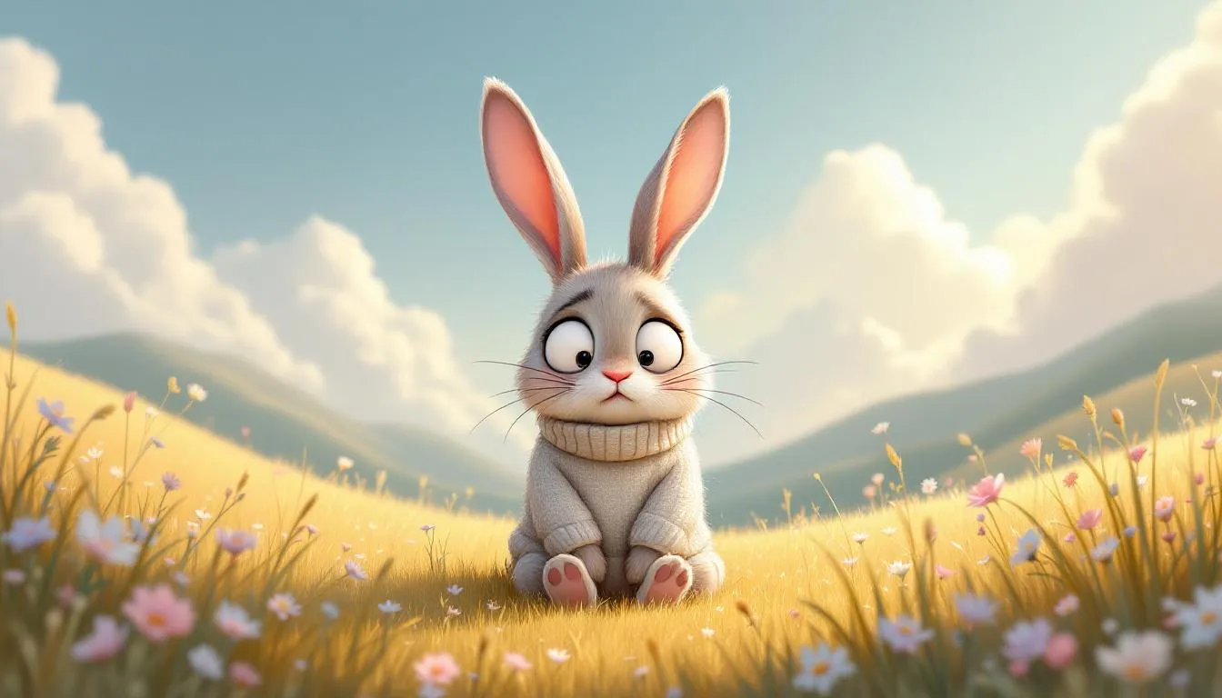 A rabbit looking stressed in its environment.