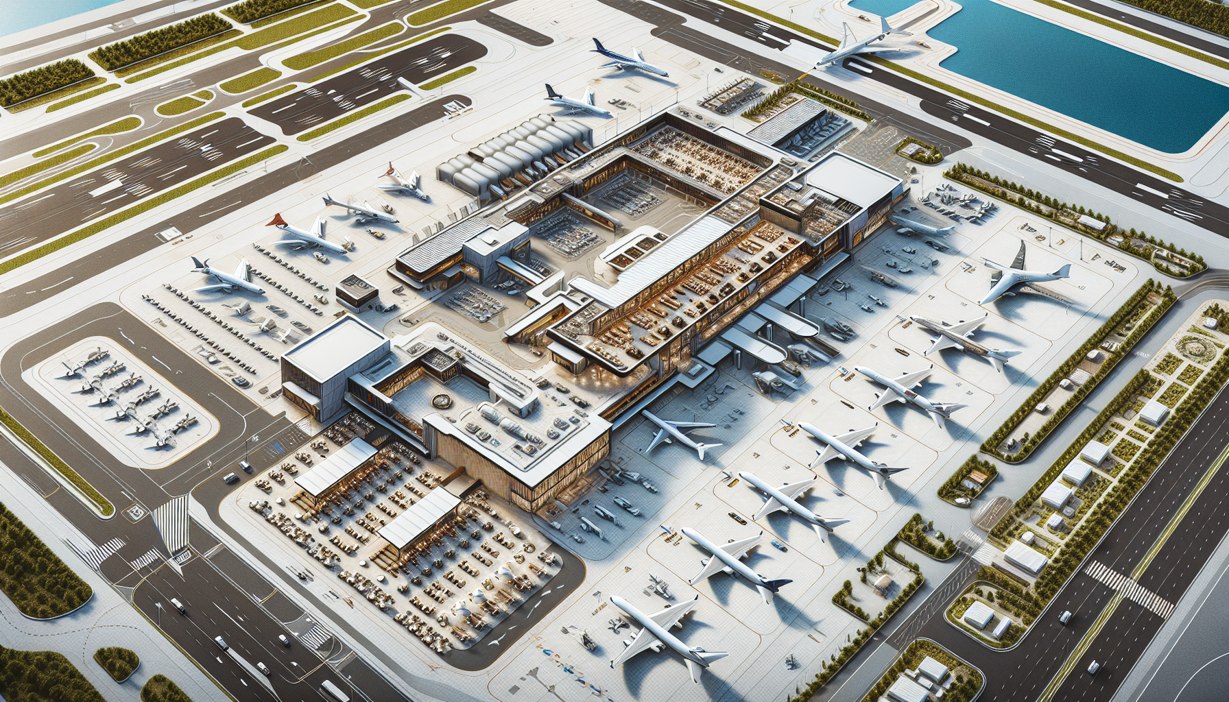 Aerial view of Joliet Regional Airport and its facilities