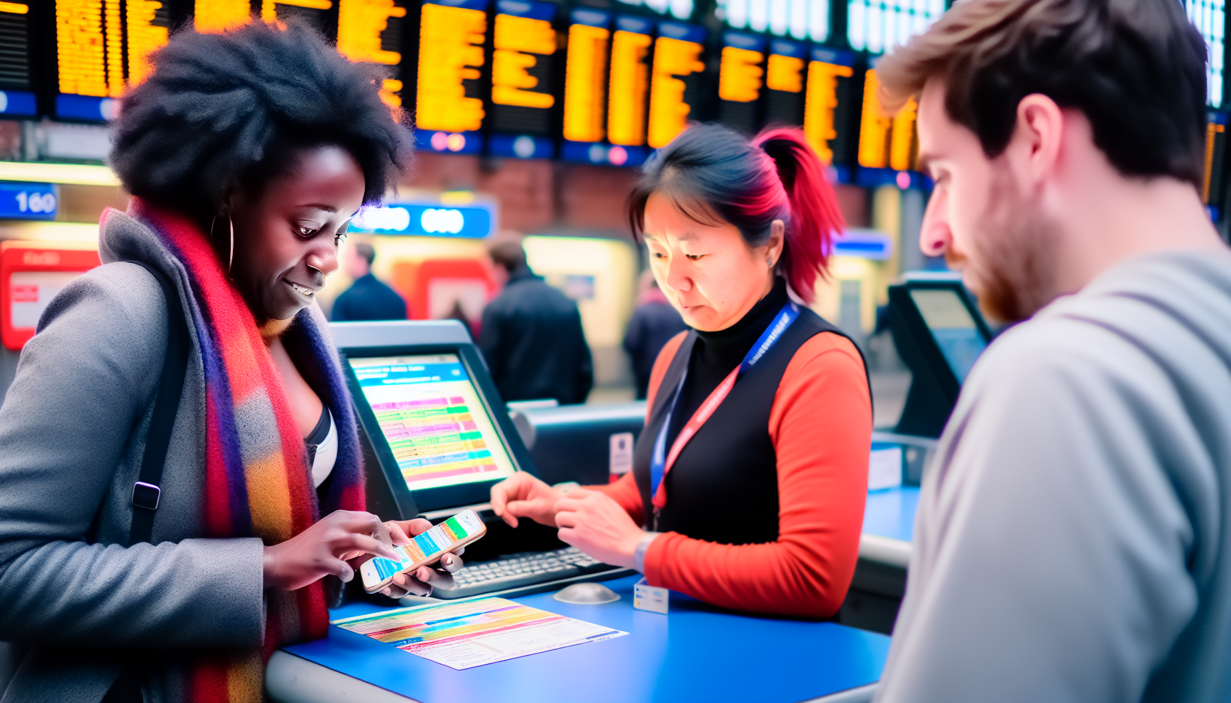 Passenger comparing train ticket prices