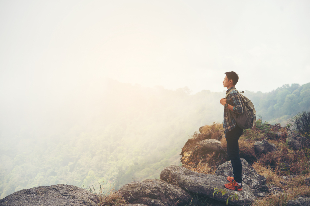 male contraception-man climbing