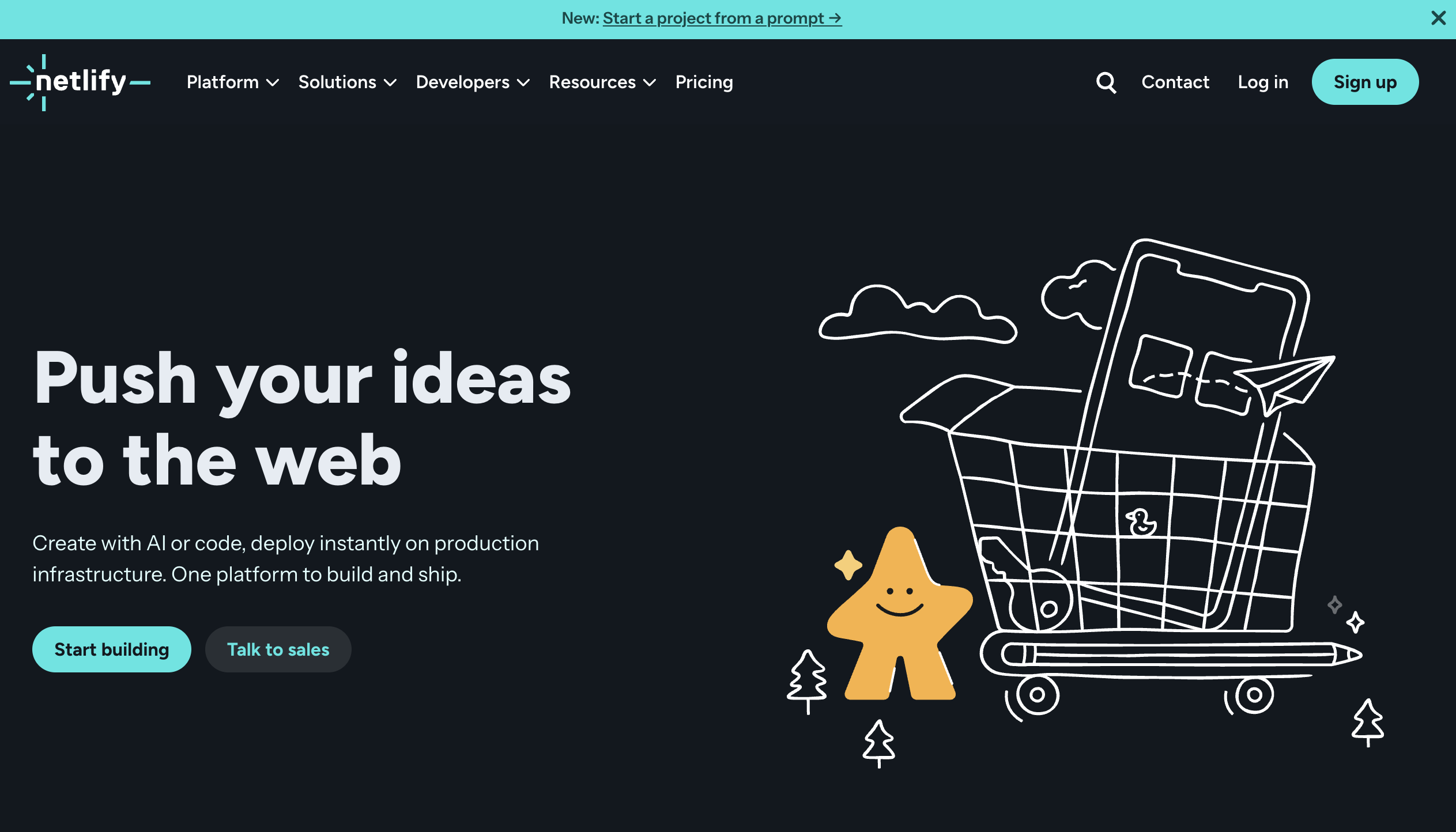 Netlify website homepage