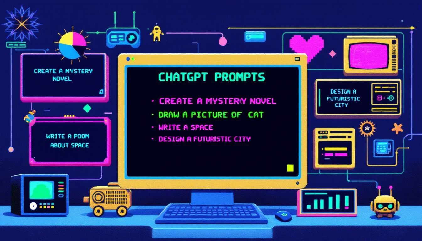 An illustration depicting various chatgpt prompts.