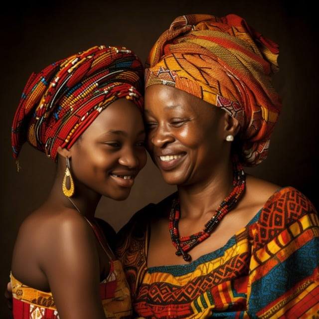 Mother and daughter wearing a head wrap