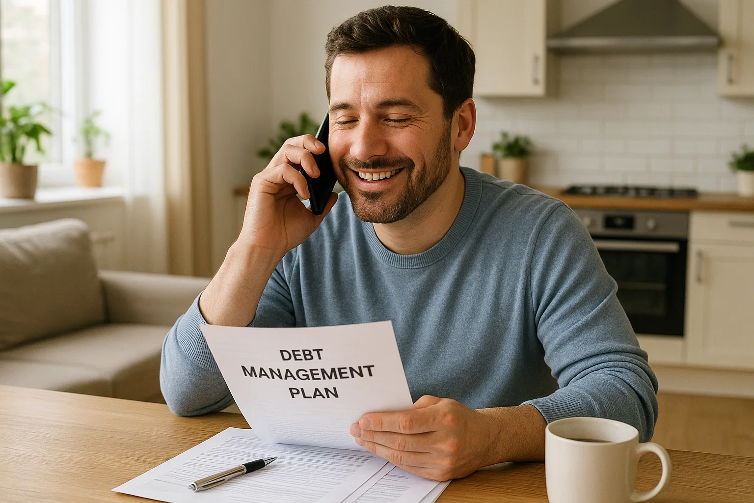 Person speaking with a financial advisor about bailiffs after entering a Debt Management Plan.