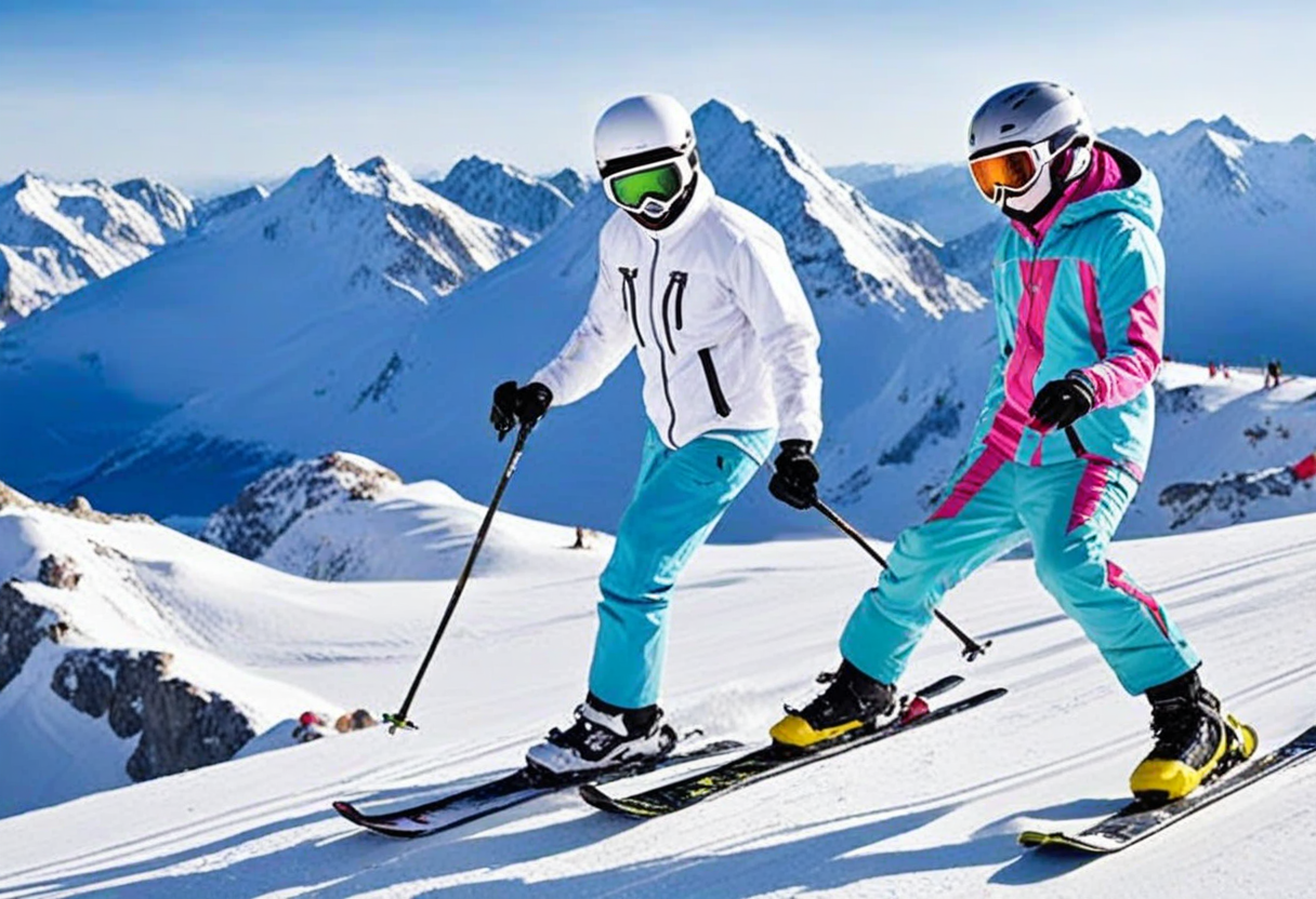 couple skiing