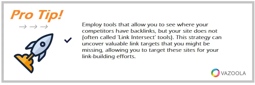 Employ tools that allow you to see where your competitors have backlinks, but your site does not (often called 'Link Intersect' tools). This strategy can uncover valuable link targets that you might be missing, allowing you to target these sites for your link-building efforts.