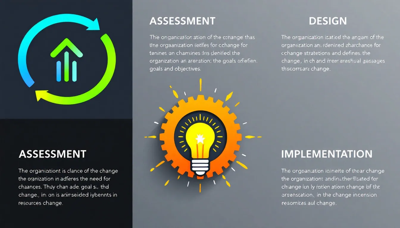 A graphic illustrating the components of a change management plan.