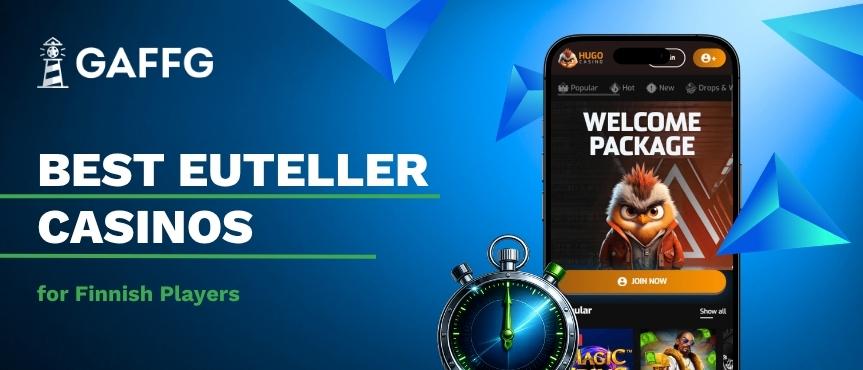 Gaffg banner showing text of best euteller casinos for Finnish players next to a mobile showing a trusted online casino