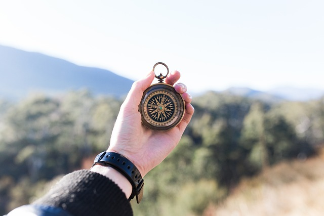 compass, hand, holding