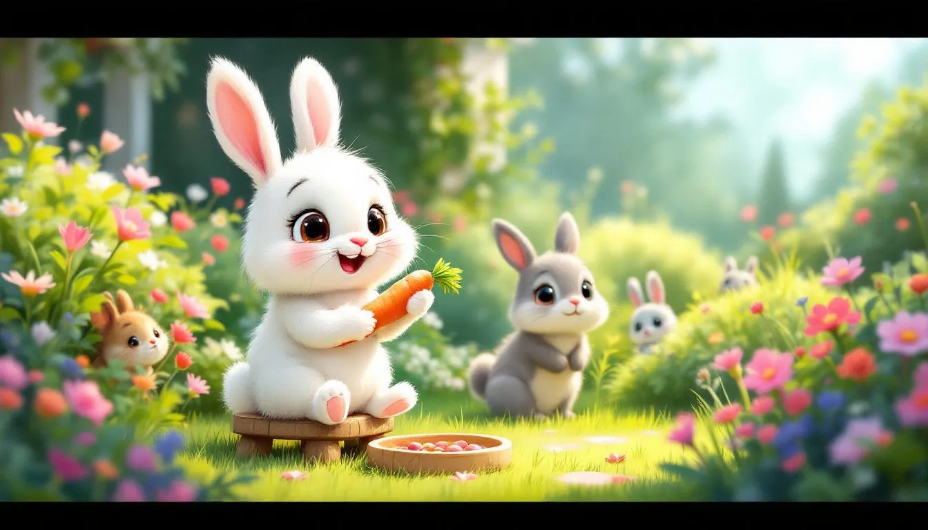 A rabbit enjoying its morning meal as part of a daily feeding routine.