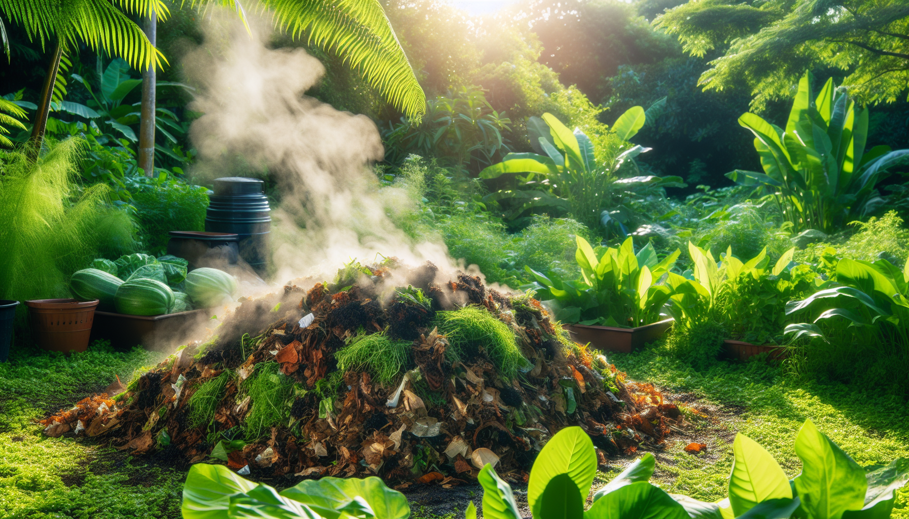 Hot composting process with steam