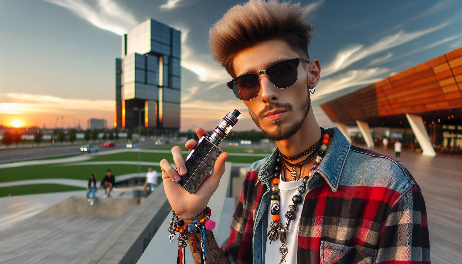 Influencer showcasing a customized vape lanyard setup