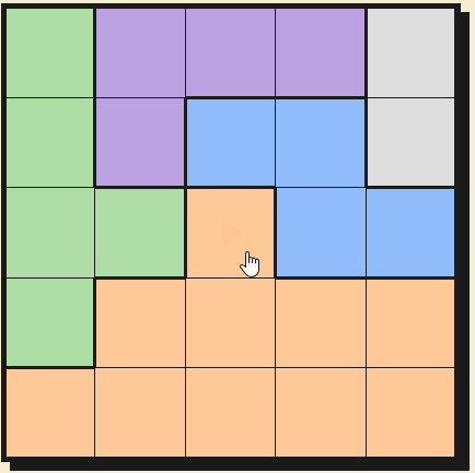 Animated walkthrough solving the sample queens puzzle from start to finish using all five techniques