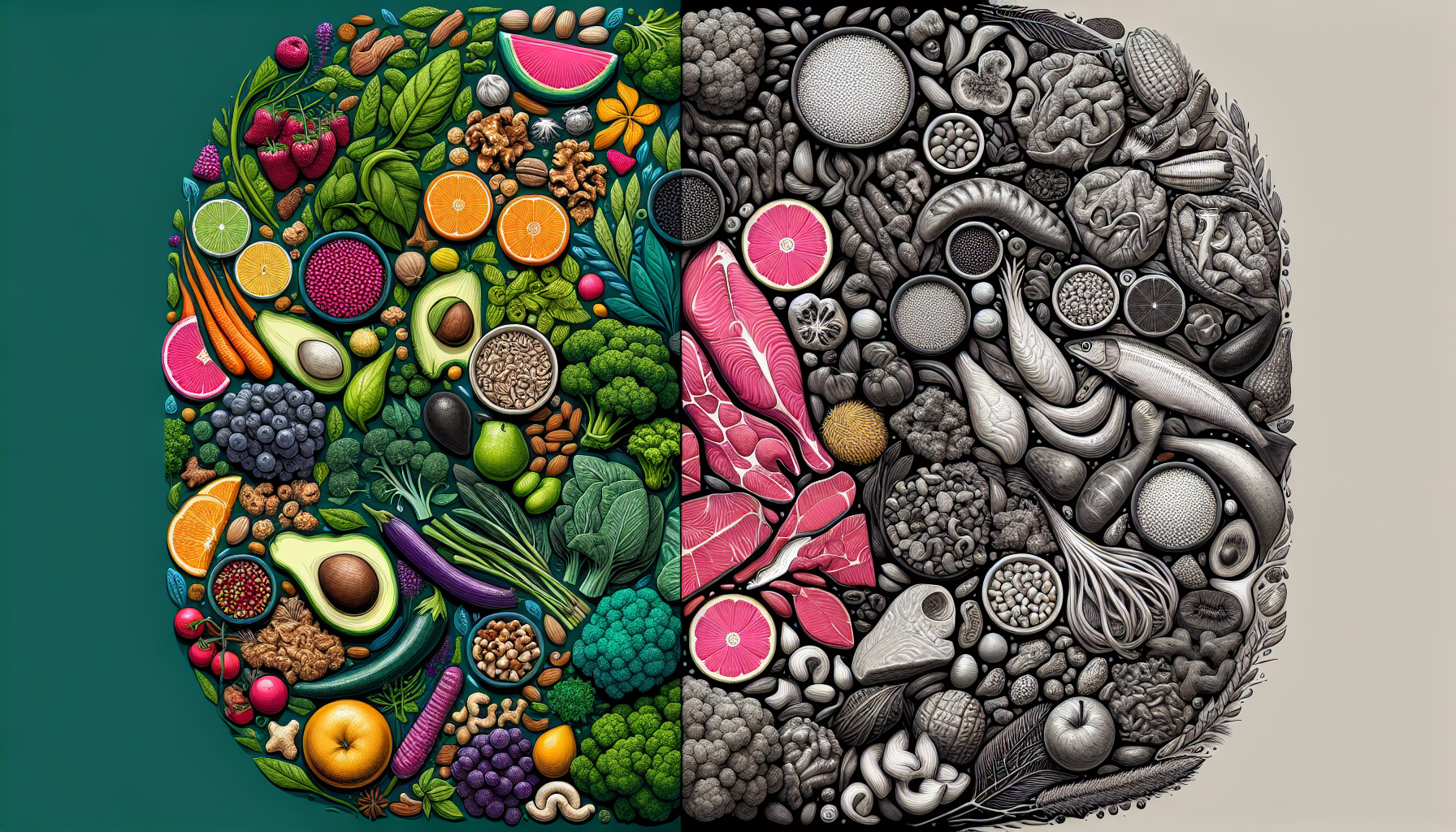 Illustration comparing nutritional diversity of keto and carnivore diets