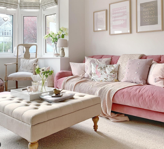 baby pink sofa