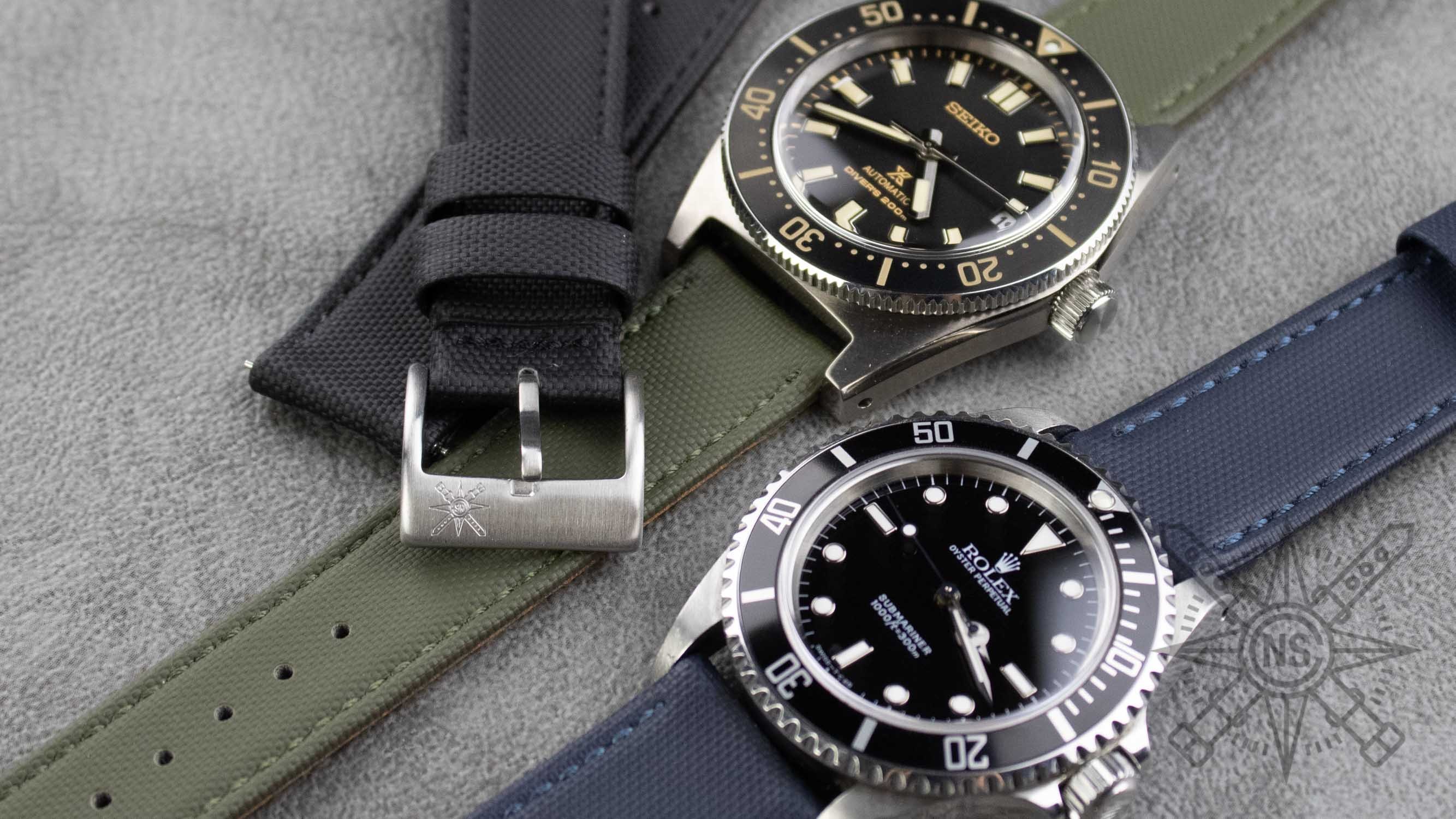 A dress watch paired with a perfect match sailcloth watch strap.