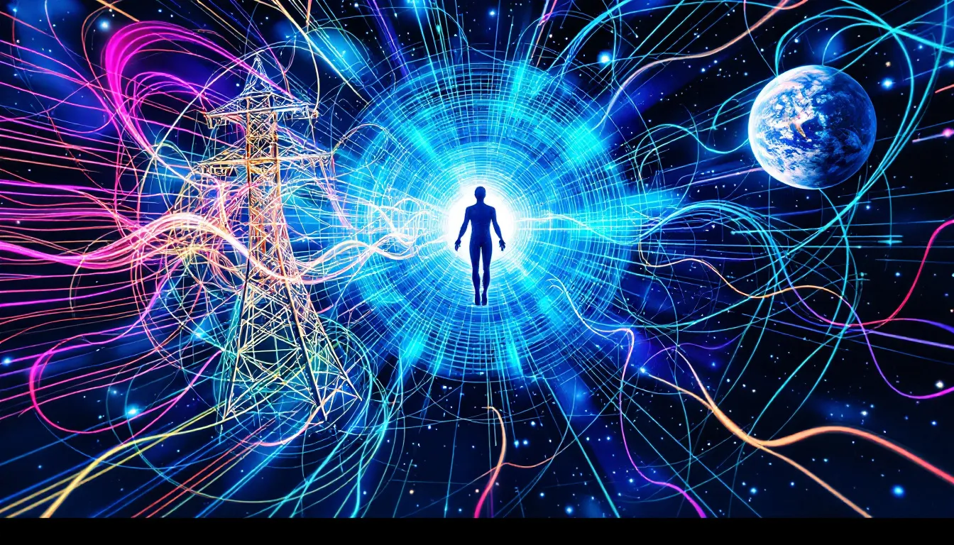 An illustration depicting various electromagnetic fields including radio frequency and low frequency fields.