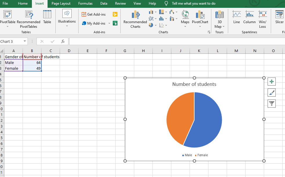 Showing how to make a graph in Excel.