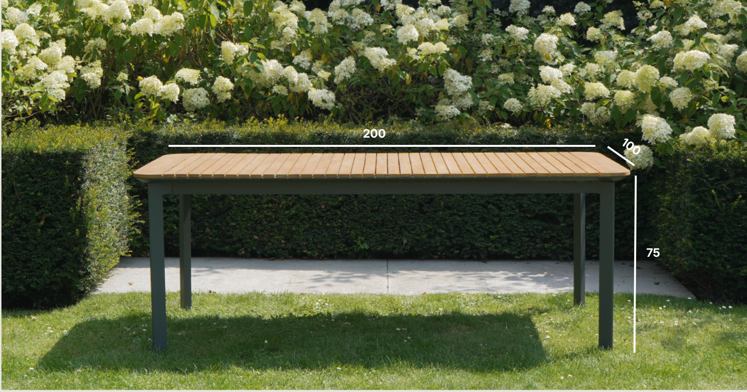 Table de jardin alu bois en teck massif et aluminium anthracite PIANA WILSA GARDEN