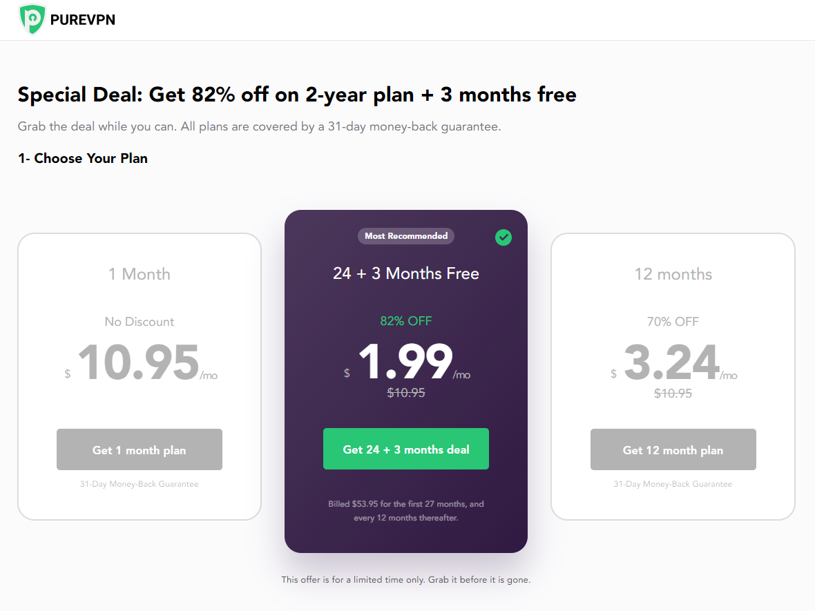 PureVPN pricing