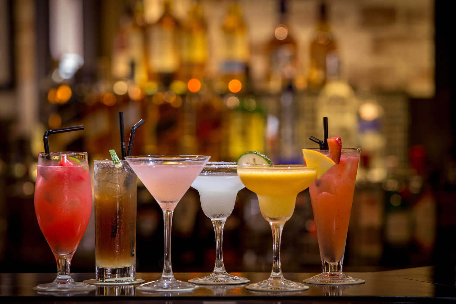 Different types of cocktails.