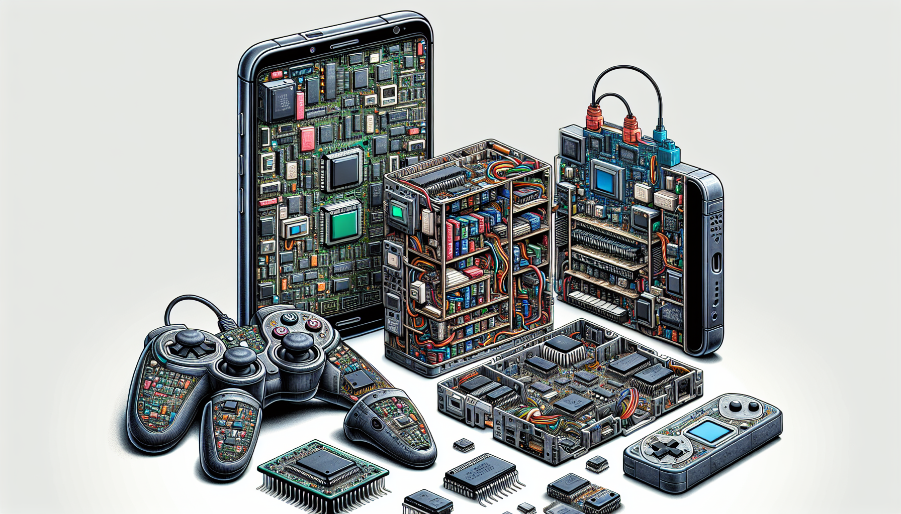 Illustration of embedded microcontrollers in consumer electronics