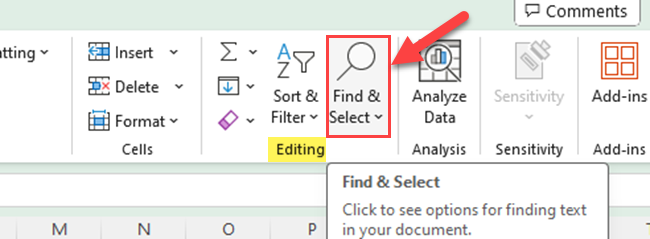 Excel Find & Select 