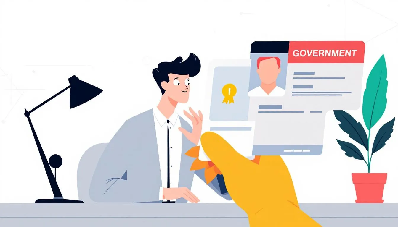 A person verifying guest identities through a government issued ID.