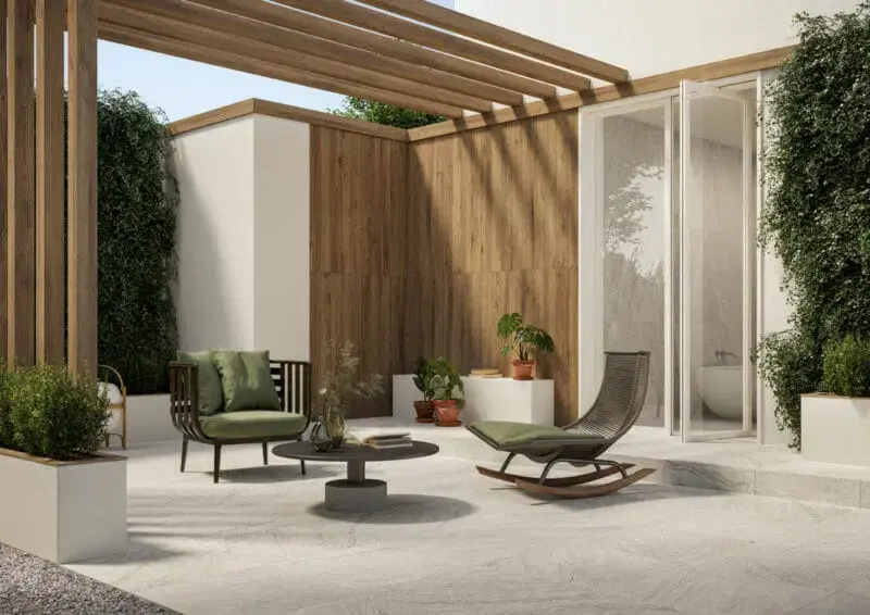 The Vibes 60BS Dark Beige Outdoor Porcelain Tiles (60×60cm) from Imola bring a wonderful sense of warmth and natural elegance to any outdoor space.