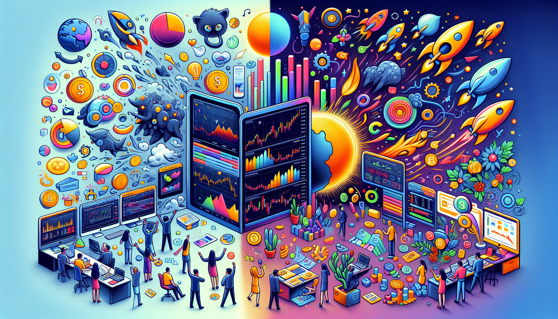 A creative comparison illustration between Eclipse Earn and traditional trading platforms.