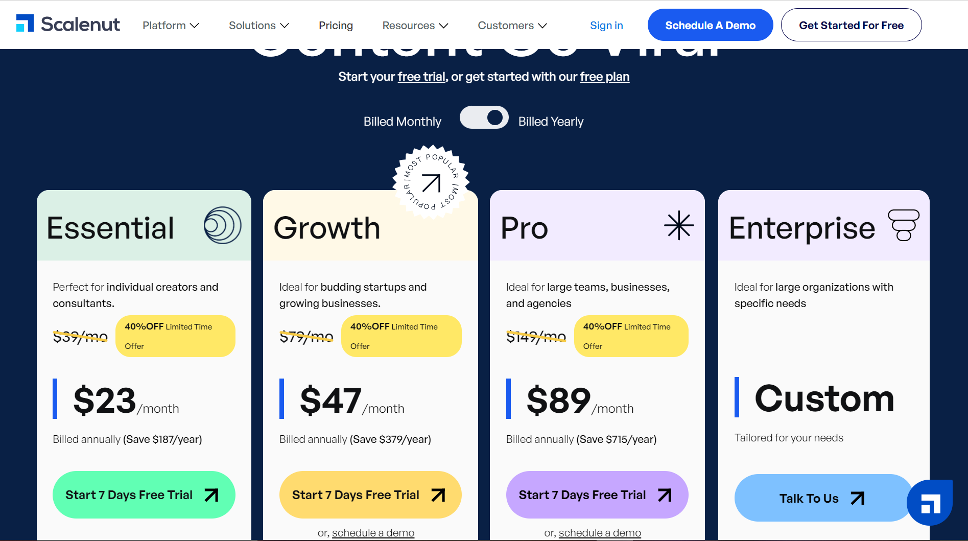 Scalenut pricing page