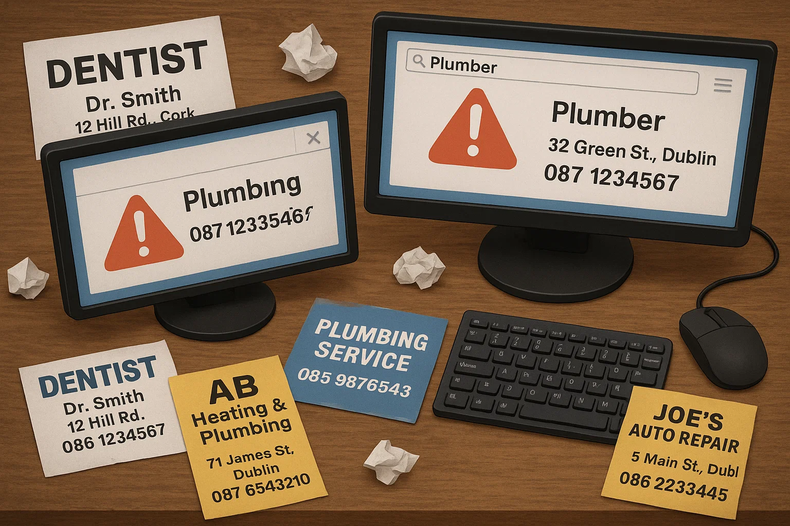 Illustration of Irish business growth shown by rising local search visibility, positive reviews, and increasing digital reach across Ireland.