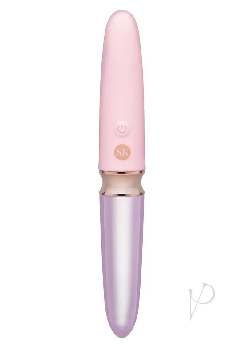 Secret Kisses Glass Lipstick Rechargeable Silicone Dual End Vibrator – Pink/Clear