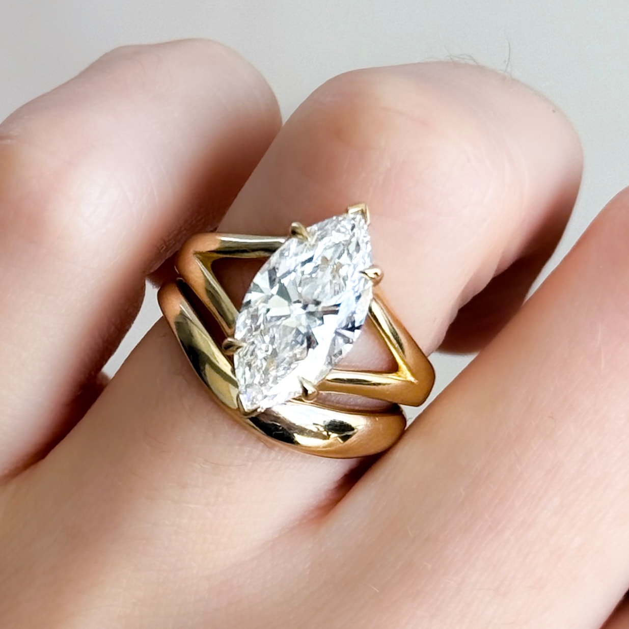 Split Shank Solitaire Engagement Ring with Marquise Cut Diamond