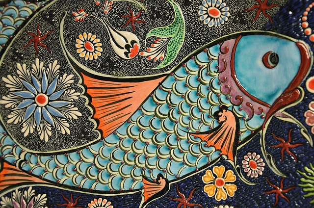 mosaic, fish, tile