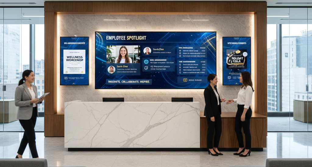 8 Best Reception Digital Signage Strategies 13 strengthen company culture through digital signage