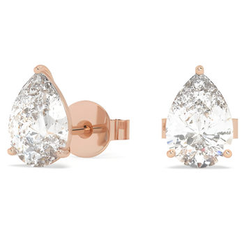 Vinukai su lašo formos deimantais. Raudonas auksas - topdiamonds.online