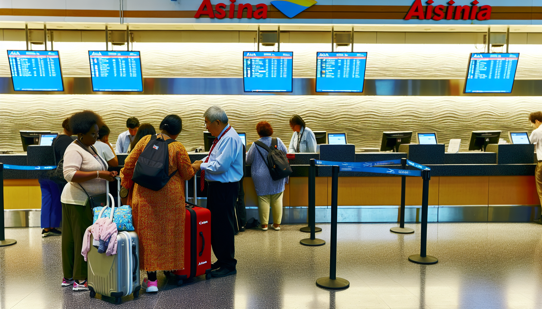 Asiana Airlines check-in counter at JFK Terminal 