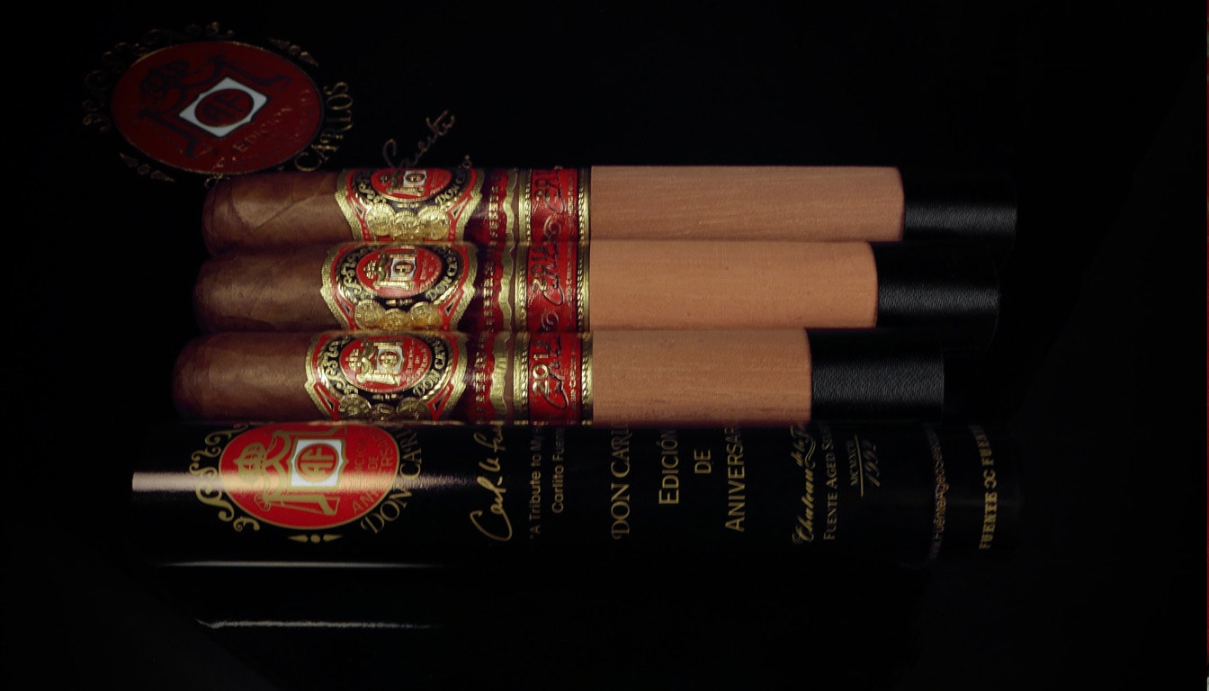 A selection of cigars available for purchase, including Don Carlos Anniversary Edition.