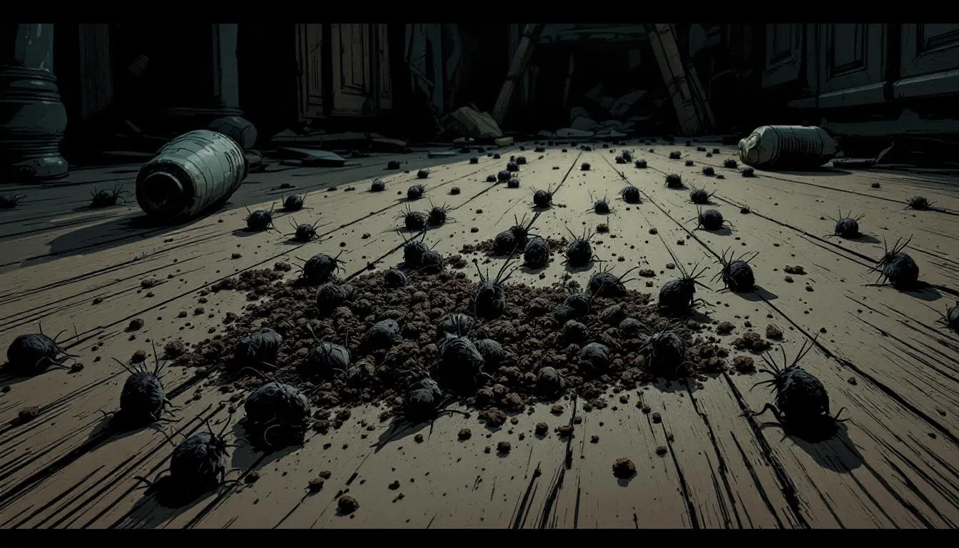A close-up image of rodent droppings in a home setting, indicating the impact of rodent infestations.