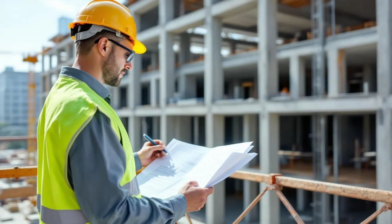 Une équipe d'inspecteurs examine un bâtiment lors d'une inspection préachat, vérifiant l'état général de la propriété et identifiant d'éventuels problèmes de sécurité ou d'entretien. Ils notent les anomalies et les risques potentiels pour la santé des personnes et la protection des lieux.