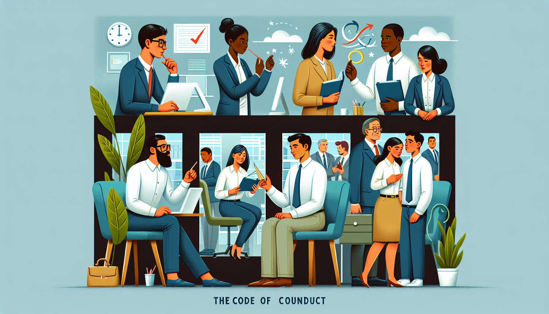 Illustration of employees following a code of conduct