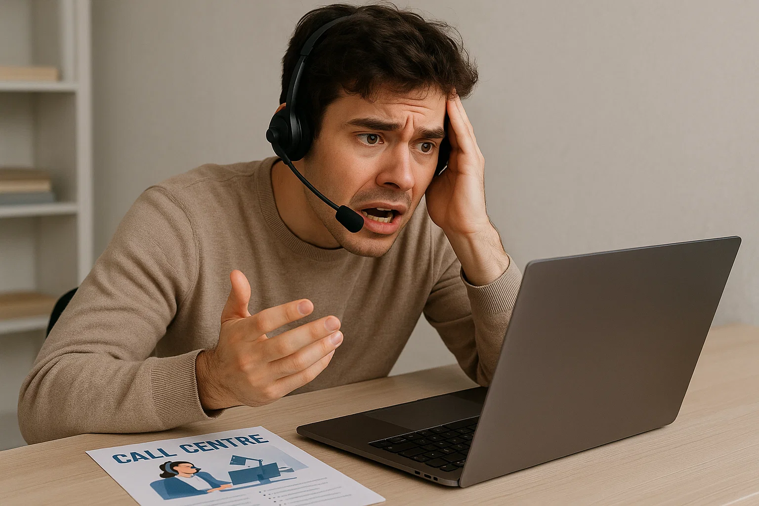 Man being pressured by IVA sales call from company promoting fast debt solutions.