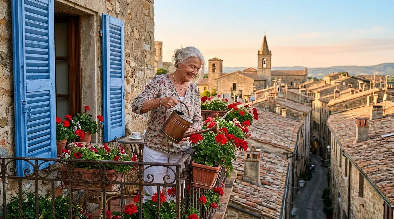 Couple comparing an Italian rental contract with a flight reservation