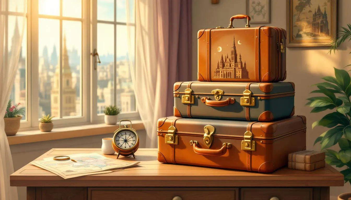 A luxurious luggage set displayed elegantly, ideal for travel enthusiasts.
